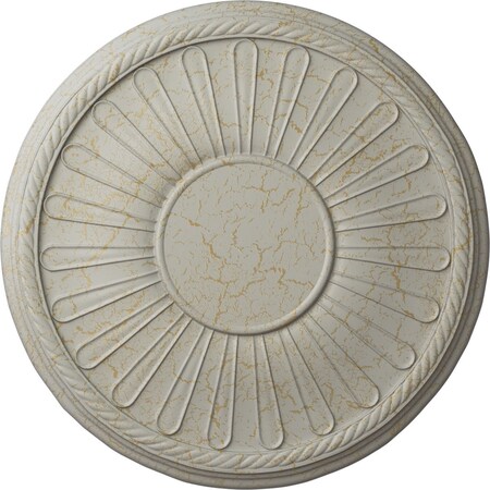 Ekena Millwork Leandros Ceiling Medallion (Fits Canopies up to 6 3/8"), 19 7/8"OD x 1 1/4"P, Pot of Cream Crackle CM22LNPCC